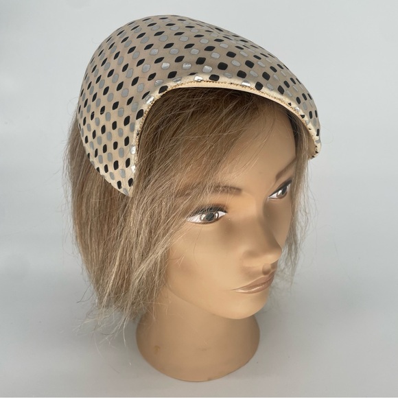 2FOR$30 Vintage Cream Fascinator With Black & Silver Pattern / Headband - Picture 10 of 14